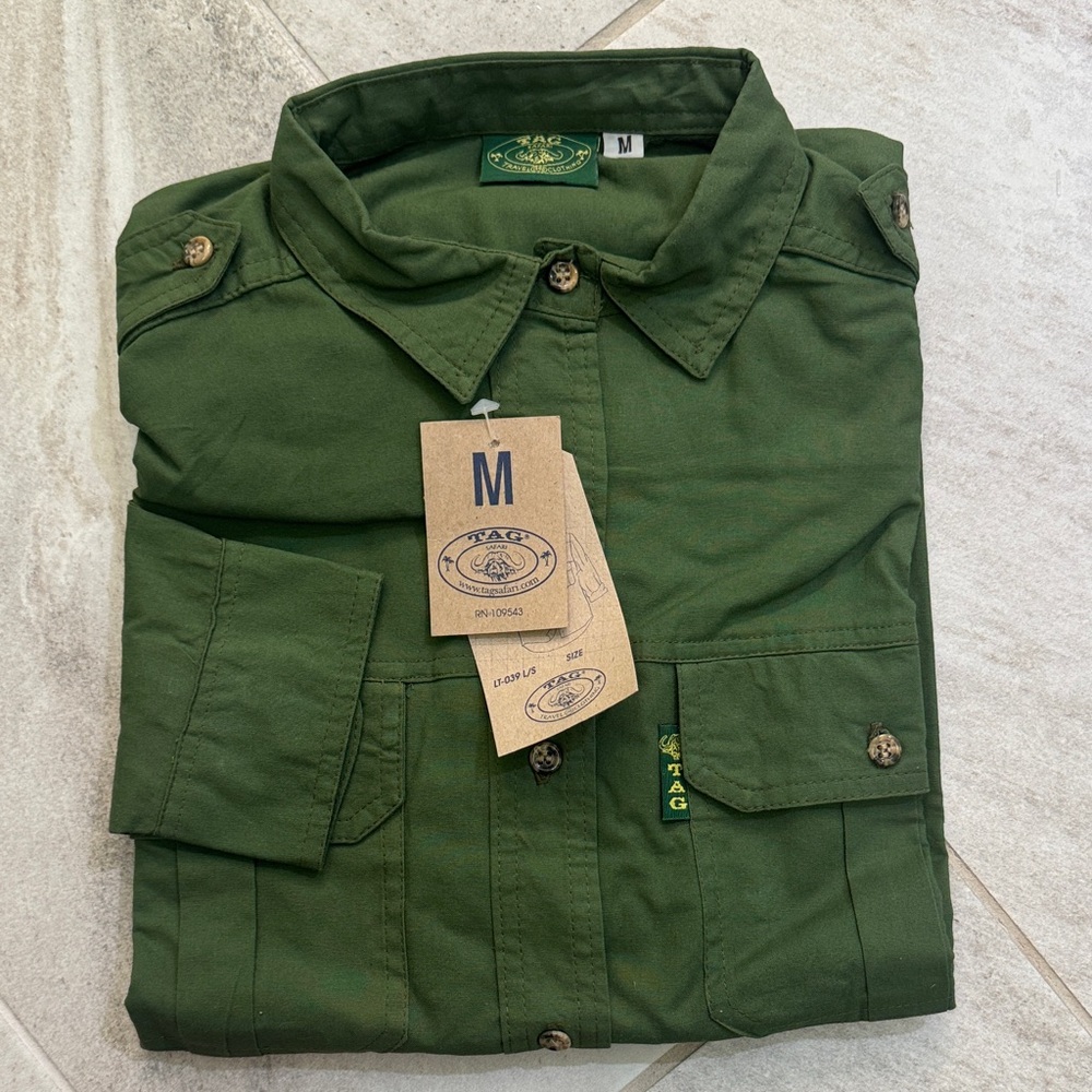 TAG Olive Green Women’s Long Sleeve Safari Shirt